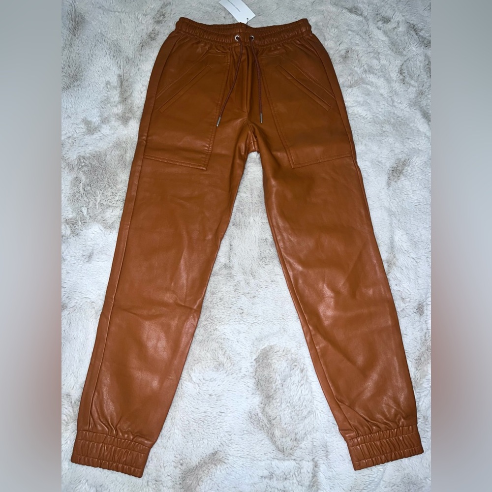 Nwt French connection pleather leather cargo jogger pants size 0 to small